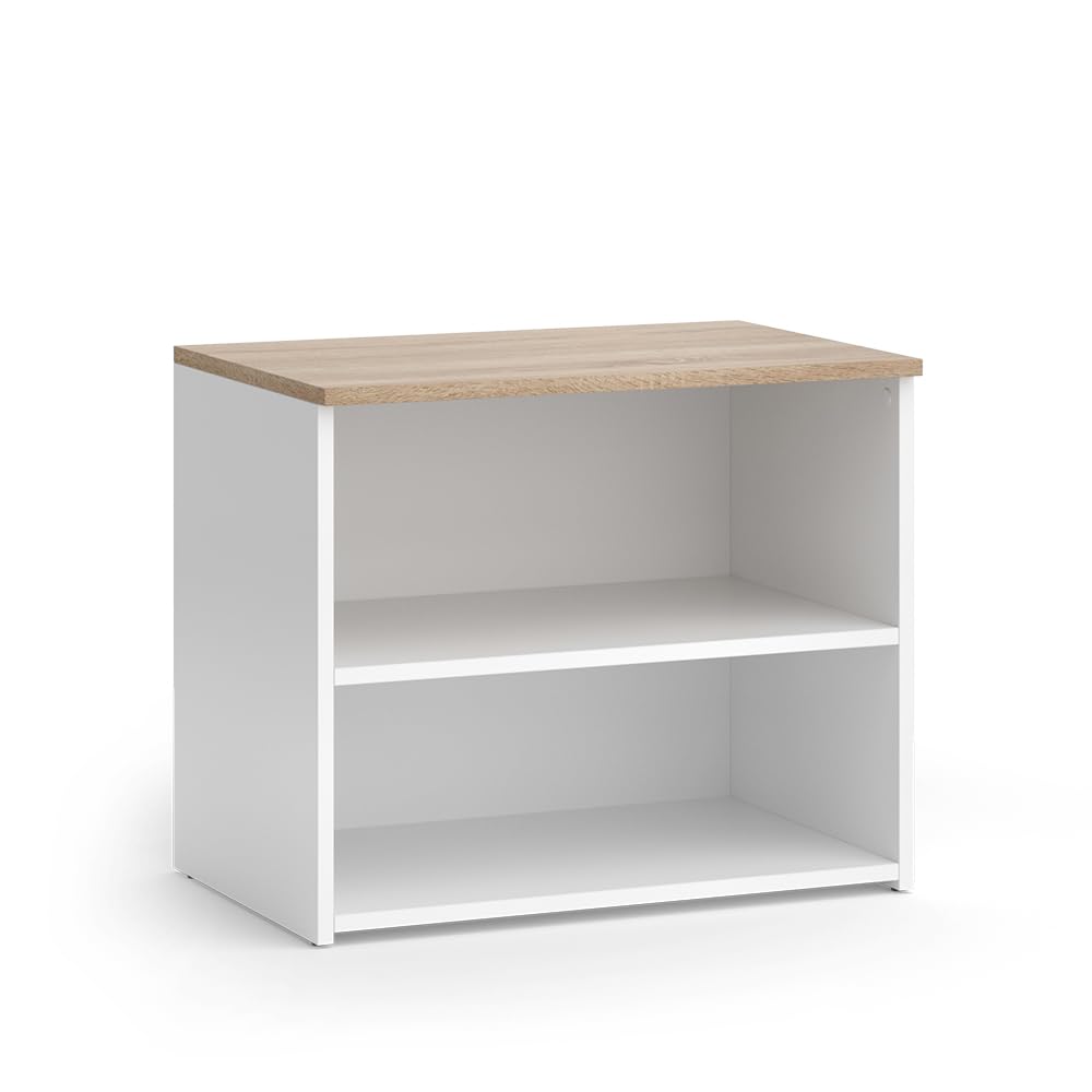 Vicco Lowboard Wido, Weiß/Sonoma, 60 x 50 cm mit 2 Fächern, geeignet als TV-Untergestell mit Kabeldurchführung