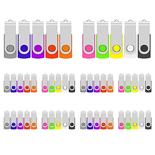 Lot de 50 Clés USB 1Go Cle USB 2.0 Flash Drive Clef USB Pivotant Mémoire Sticks U Disque pour PC...