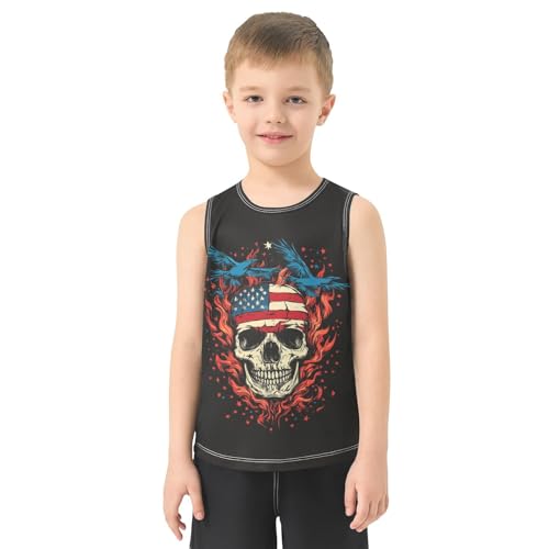 Skull Flames Black Boys Tank Tops Sleeveless Tank Top Shirts Undershirts for Summer,3T2