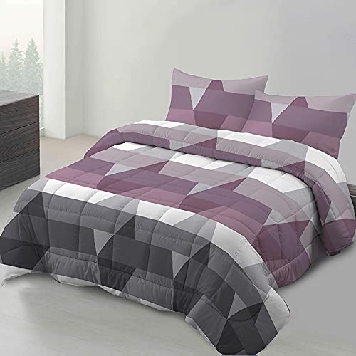 ADP Home - Edredón Nórdico Estampado Relleno Fibra Hueca 300 GR/M2 6D Modelo Toronto (Berenjena, Cama de 150 CM)