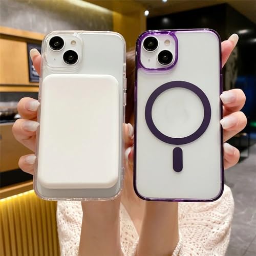 Coque iPhone 15 magnétique transparente bleu cristal de couleur