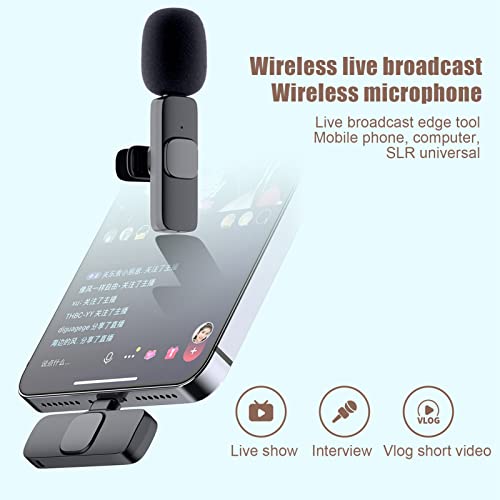 Microfone de lapela sem fio, redução de ruído de microfone de gravação de áudio e vídeo para transmi