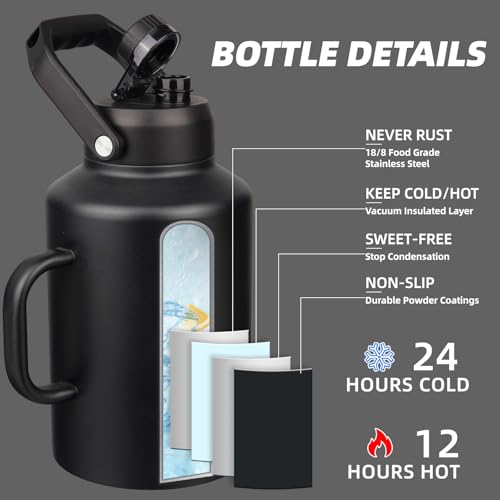 Image of BJPKPK 128oz Stainless Steel Water Bottle, 1 Gallon Insulated Water Jug