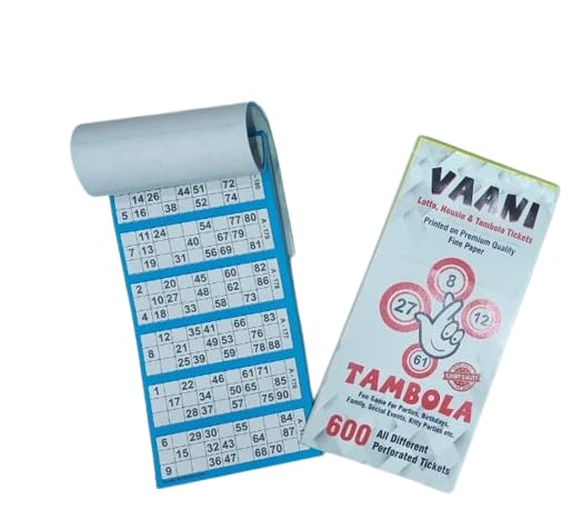 TambolaTickets.com -Housie/Lotto/Tambola Vaani Tambola Ticket Book/Pad with 600 Unique Big Number Font Tickets Party Game (Set of 2 Book, Random Colour) 1