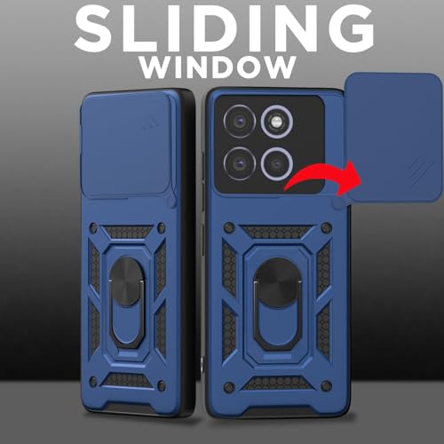 Image of Luxe Back Cover for Motorola G86 Power | D10 Tough Armor Case | Sliding Camera Shield | 360 Protection | Kickstand Ring Holder | Military-Grade Bumper Case
