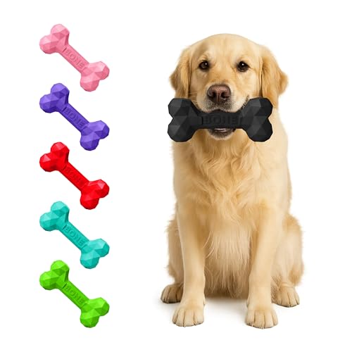 Natural Rubber Dog Chew Bone Toy for Aggressive Chewers – Indestructible Rubber Dog Toys for Large & Medium Dogs – Treat Dispensing Durable Chew Bone – Dental Care & Boredom Relief (Black) by The Pup Quartet - Used condition - US$12.89