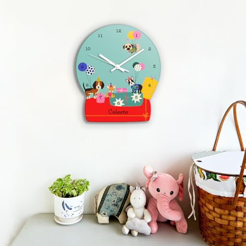 Image of Zooboo Personalized Analog Wall Clock, Custom Name Acrylic Silent Quartz Movement Wall Clock with Sleek Modern Design, Ideal for Birthdays or Return Gifts (Design - Paw Party), 30x30 cm, Multicolor