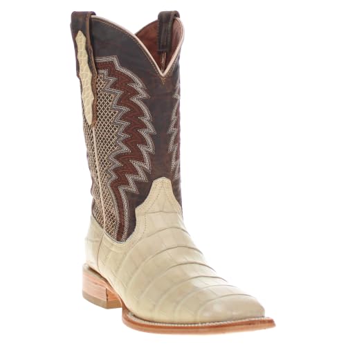 Image of Vaccari Men's Navarro Genuine Alligator Tail Leather Broad Square Toe Cowboy Boots