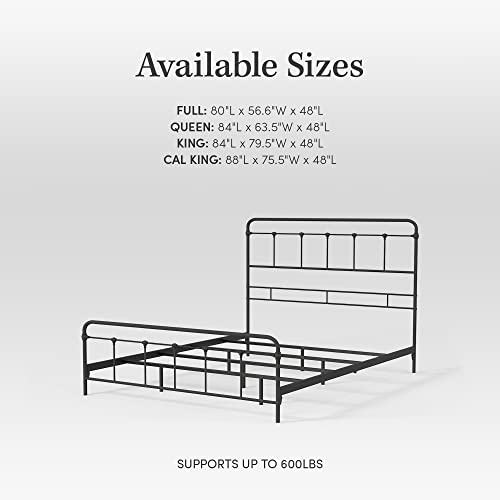 Eluxurysupply Metal Snap Bed Frame | Carbon Steel With Rustic Pewter Finish Folding Bed Frame | Easy Assembly With Headboard And Footboard | Sturdy Steel Construction Bed Base | Full Size #TOP5