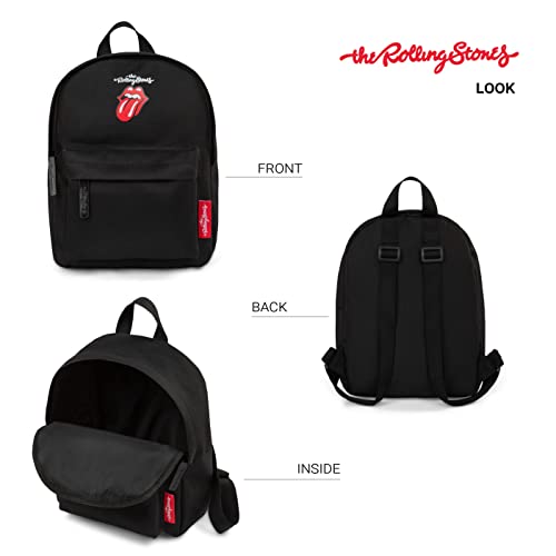 Rolling Stones Core Collection Mini Backpack For Men, Women, Girls, And Teens, Officially Licensed Lightweight Polyester Bookbag For School, Work, And Travel, Fits Phone, And More, Black #TOP1