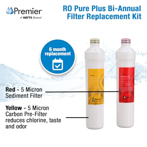Image of Watts Premier Bi-Annual RO Pure Plus 2-Pack Filtration Kit for 4 Stage Pure Plus /Zero Pure Plus Reverse Osmosis System, Push Button Water Filter Replacement, Sediment Filter, Carbon Pre-Filter