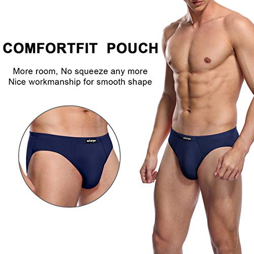 Wirarpa MEN-BRIEFS-02-M Men'S Underwear Modal Microfiber Briefs No Fly Covered Waistband Silky Touch Underpants 4 Pack Black Navy Burgundy Brown thumb #2