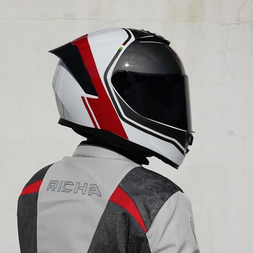 Image of Full Face Motorcycle Helmet,Helmets for Adults Motorcycle, MG611 Motorbike Racing Street Bike Helmets with Black Visor for Men Women,DOT Approved (Glossy Red Gray Lines, M)