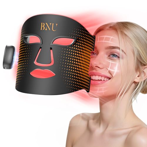Image of BNU Wireless Red Light Therapy for Face, 4 Modes LED Light Therapy Mask with 400 LED Beads, Dual 1000mAh Remote Control, 850NM Infrared Red Light Therapy for Anti-Aging at Home & Travel