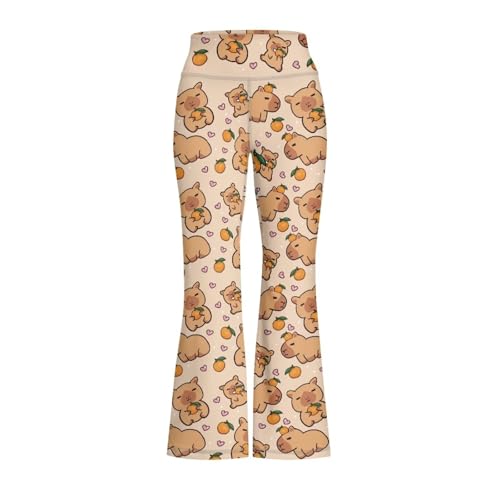 Image of Girls Leggings Floral Print High-Waisted Flared Pants 5-14 Years