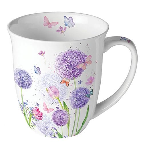 Ambiente Flower beauty Tasse à thé en porcelaine fine 0,4 l Motif fleurs et papillons Prairie dans des couleurs pastel