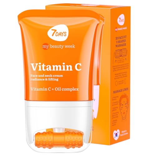 7Days Gesichtscreme mit Vitamin C für Korean Skincare mit Gesichtsmasseur 3D für Männer und Damen Anti Falten Ideal für Gesichtspflege 80 ml