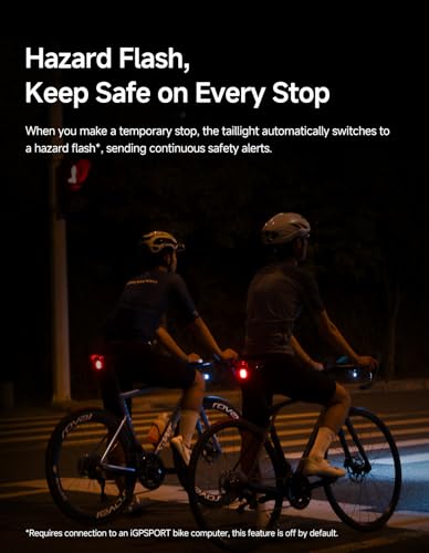 Image of iGPSPORT TL50 Smart Bike Tail Light, Brake Parking Warning Shimano Control Bluetooth Rechargeable Rear Bike Light
