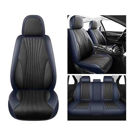 Red Rain Black and Blue Car Seat Covers Universal Leather Seat Cover 13pcs Waterproof Full Coverage Auto Seat Cushion Covers for Car Truck SUV (P-Black+Blue)