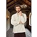 PROCOS Mens Medieval Undershirts Pirate Viking Loose Shirt Vampire Renaissance Linen Tunic Shirts Lace-Up V-Neck Costume (L) Beige