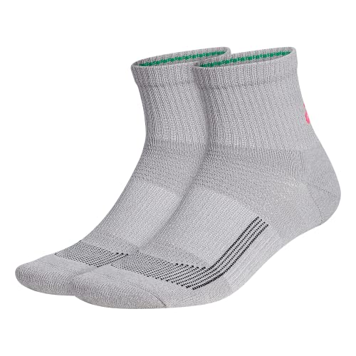 Adidas Men's Ub21 Superlite Running Quarter Socks (2-Pair), Light Onix Grey/Clear Onix Grey/Turbo Pink, Large #TOP12