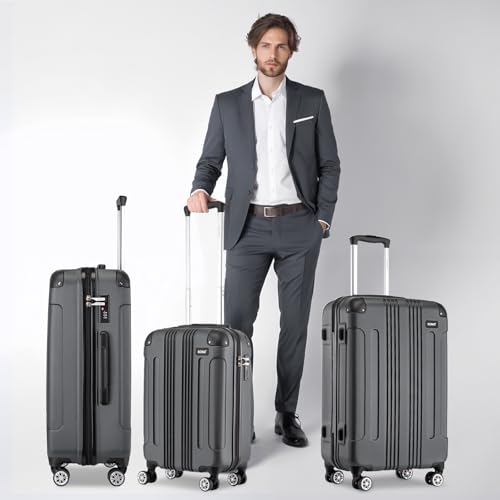 Kono 28 Inch Large Hard Shell Luggage ABS+PC Lightweight Suitcase with 4 Wheels Spinner Business Trip Trolley Case Suitcase (Grey) - Image 6