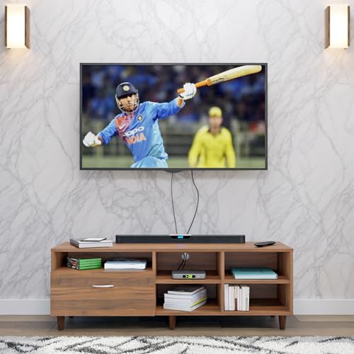 Image of VIKI Modern TV Unit for Living Room | Engineered Wood TV Cabinet with 1 Drawer Storage & 3 Open Shelves, Set Top Box Stand, Entertainment Unit, 140W x 48H x 40D cm | DIY | 1 Year Warranty (Walnut)