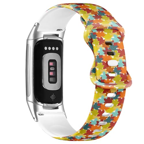 Bracelet Fitbit Charge 5 en silicone feuilles d'érable idéal pour le sport en plein air