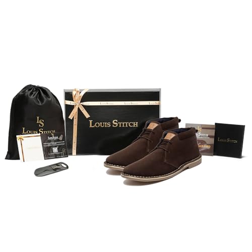 Image of LOUIS STITCH Chukka Boots For Men| Suede Leather Boots for Men| High Ankle Casual Boot | Casual Office & Trekking Shoes | Hiking Boots for Men | Stitch Down Desert Boots | Size-UK12 Brown [LSSDSUCKCUBB ]