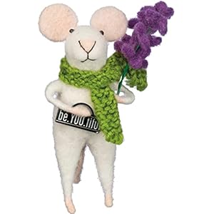 Primitives by Kathy Felt Mouse with Tiny Box Sign beYouTiful