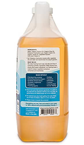 Clear Consumption All Natural Unscented/Fragrance Free Plant-Based Foaming Hand Soap Refill - Made Directly From Organic Vegetable Oils, 64 Oz (1/2 Gallon) #TOP1