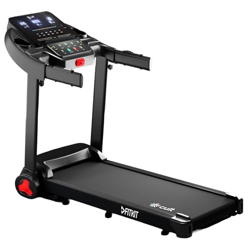 Image of Fitkit by Cult PowerRun96Auto BLDC Treadmill 5.5HP Peak | 120kg Capacity | 15-Level Auto Incline | 14 km /hr Speed | Foldable with Wheels | 12 Preset Programs & Tablet Holder | Perfect for Home Fitness