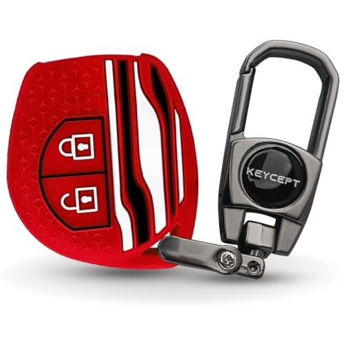 Image of KEYCEPT Tristar Key Cover for Suzuki Swift, Dzire, Ertiga, Baleno, Grand Vitara, Celerio, WagonR, Brezza, Scross, Fronx, Jimny, Ignis (2 Button Remote Key )(Type 2, Red)