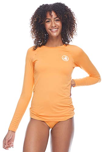 Body Glove Women's Sleek Solid Long Sleeve Rashguard with UPF 50+, Smoothies Sundream, Large