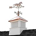 26" Square Manchester Vinyl Cupola with Horse Weathervane by Good Directions,White