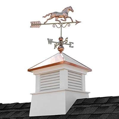 26" Square Manchester Vinyl Cupola with Horse Weathervane by Good Directions,White