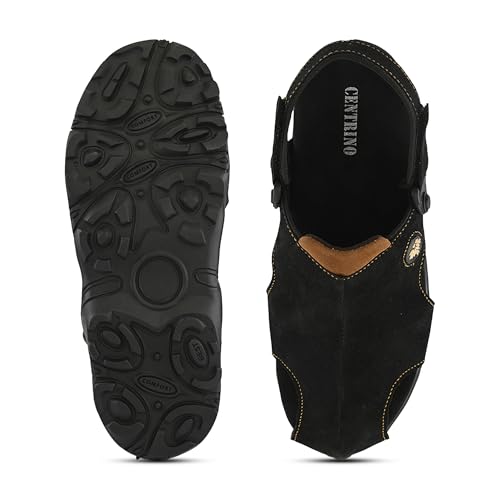 Image of Centrino Men's Sandals | Slingback Strap with Cushioned Black Footbed | Closed-Toe Clog Sandals | Stylish Sandal with Grip Insole | Comfortable Casual Footwear for Office, Travel & Walking (9585)