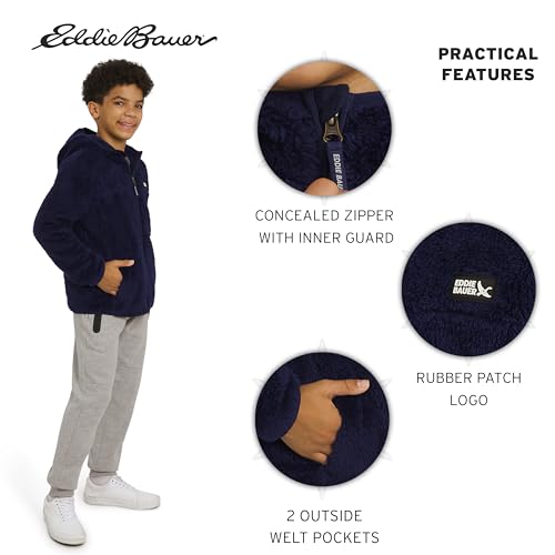 Eddie Bauer Unisex Kids Quest Plush High Pile Faux Sherpa Hooded Jacket - Image 6
