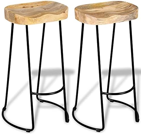 vidaXL Bar Stools 2 pcs Solid Mango Wood