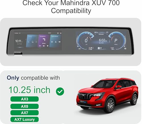 Image of OHAYO Military Strength Screen Protector for Mahindra XUV700 2021-2026 Infotainment Display | 9H Hardness Scratch Resistant Protection Film | Matte Finish Anti Fingerprint | Bubble Free Edge-to-Edge Coverage | Ultra HD Clarity | Non-Glass Screen Guard with Installation Kit