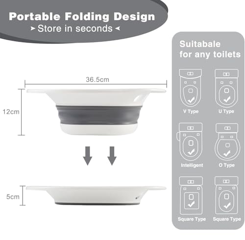 Image of PRANIJ Sitz Bath Basin for Toilet with Flusher - Foldable Sitz Tub for Postpartum Care, Hemorrhoids, Piles, Anal Fissures, Post-Surgery Recovery & Elderly Hygiene - Portable, Ergonomic & Easy to Clean (Cloud Grey)