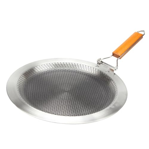 Aymzbd Sartén Antiadherente de Acero Inoxidable Sartén Plana para Panqueques Asa Plegable Parrilla Redonda Sin Recubrimiento Compatible con Estufa Eléctrica, 34 Cm