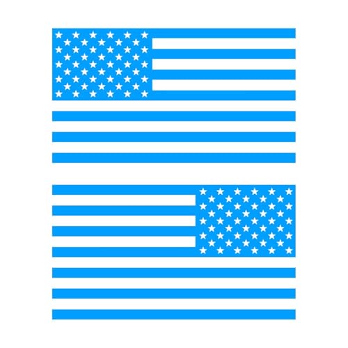 Image of American US Flag [Pick Color /Size] Vinyl Decal Sticker for Laptop /Car /Truck /Window /Bumper (5in Subdued Pair, Matte Light Blue)