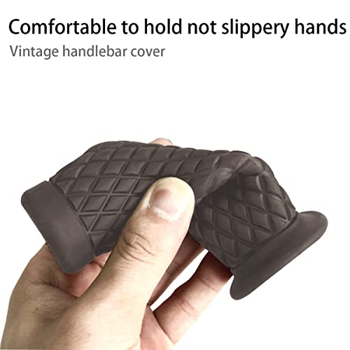 Image of Motorcycle Hand Grips, Non Slip Rubber Bar for 7 /8 inch 22mm /24mm Handles, Vintage Motorbike Thruster Grip, Handlebar for Hand Comfort, Universal for Motocross Scooter Dirt Bike, Open End (Coffee)