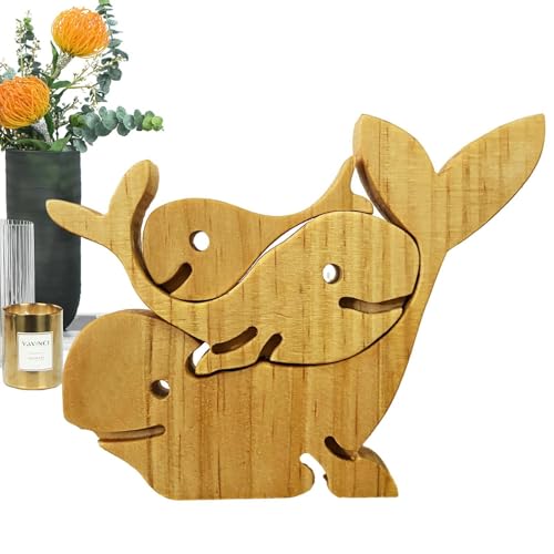 家族向けの木製動物パズル、木製ファミリーパズル - 家の装飾のための木製動物家族パズル - 子供、友人、家族のための装飾的な動物ファミリーアートパズル