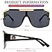 AIEYEZO Square Oversized Sunglasses Flat Top Shield Sun Glasses for Men Women One Lens Square Shades (Black/Grey)