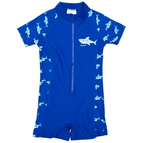 Playshoes Jungen UV-Schutz Einteiler Hai 460121, 7 - Blau, 74-80