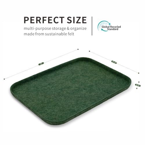 Image of Welaxy Felt deep Storage Bins lidded Drawer Organizer Caddy for junk stuff stationery makeup jewelry closet bathroom minimalist lifestyle (Forest Green Lid, S)