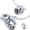 Handlebar Hand Control Kit 9/16 Inch Bore Master Cylinder for 96-06 Single Disc Harley-Davidson Softail Dyna (Chrome)