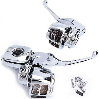 Handlebar Hand Control Kit 9/16 Inch Bore Master Cylinder for 96-06 Single Disc Harley-Davidson Softail Dyna (Chrome)